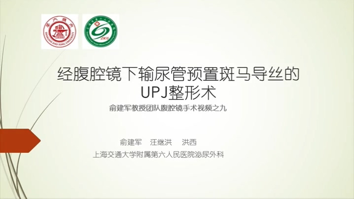 经腹腔镜下输尿管预置斑马导丝的UPJ整形术