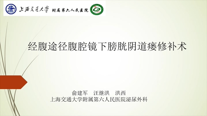 经腹途径腹腔镜下膀胱阴道瘘修补术