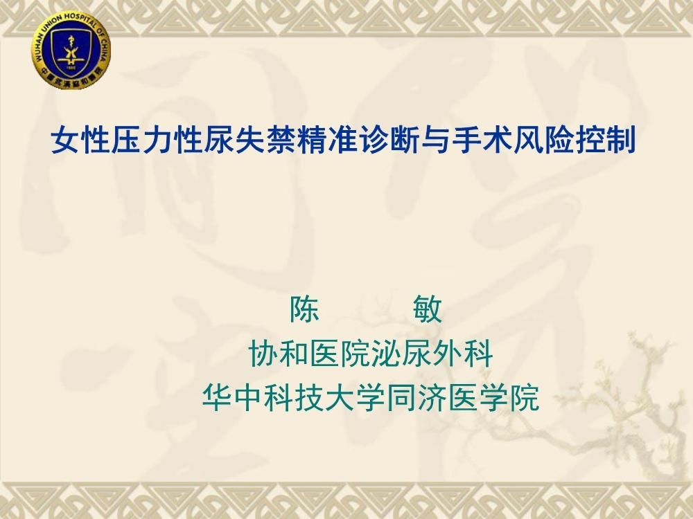 第57期 陈敏教授  女性压力性尿失禁精准诊断和手术风险控制