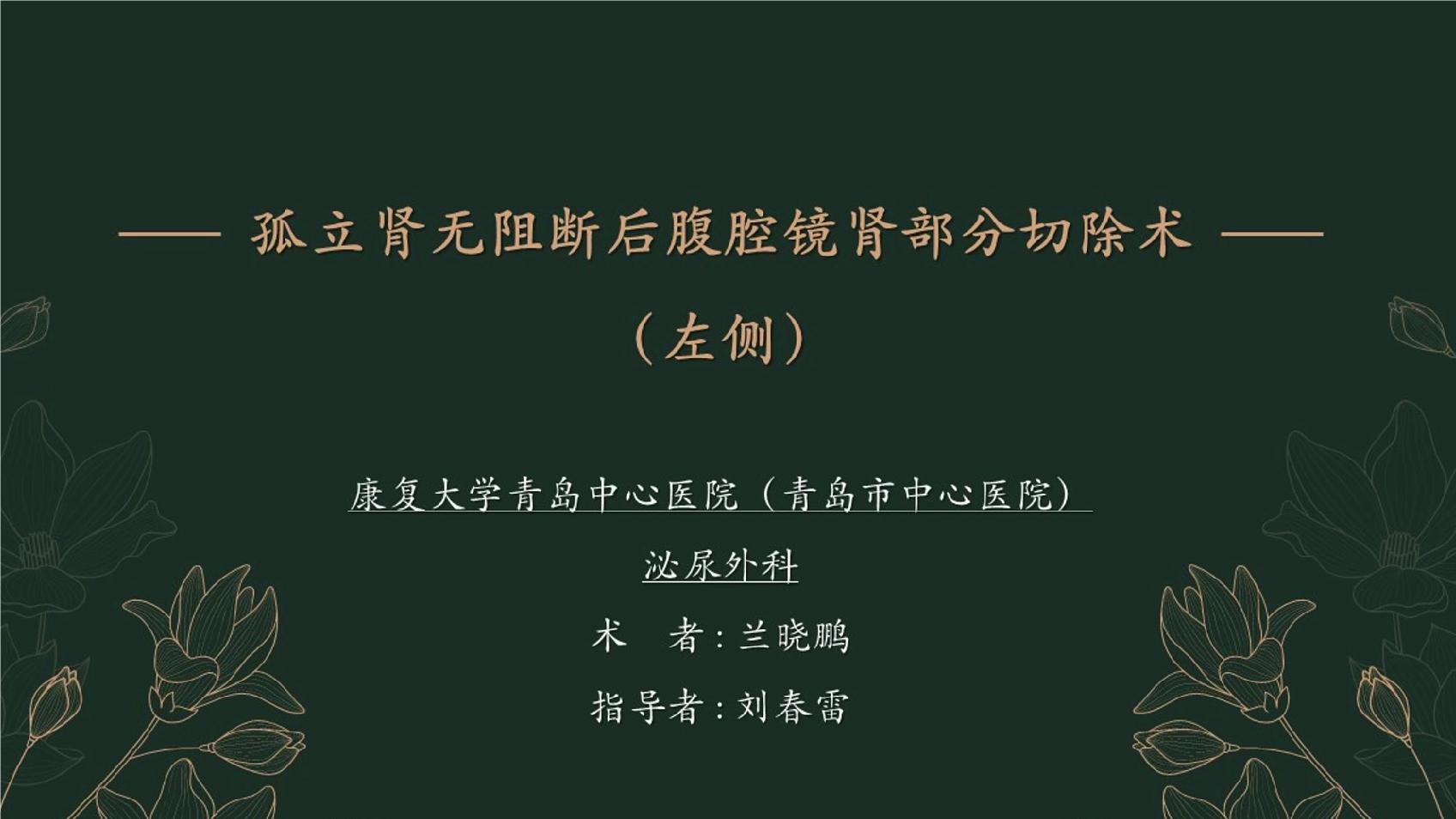 孤立肾无阻断腹腔镜肾部分切除术（左侧）